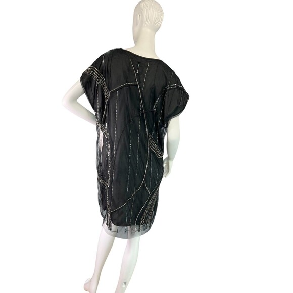 BOSS ORANGE Hugo Boss Black Sequin Cocktail Sheath Dress Short Sleeve Size 6 - Picture 3 of 15